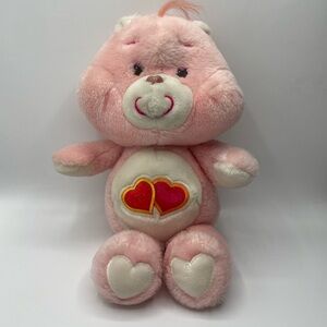 Vintage 1983 Care Bear Love-A-Lot Bear Plush 13" Pink Double Hearts 80s
